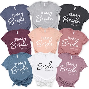 Bride and Team Bride T-Shirts, Matching Bachelorette Party Shirts, Wedding Party Tees, Custom Bridal Shower Tops, Bridesmaid Gift Idea