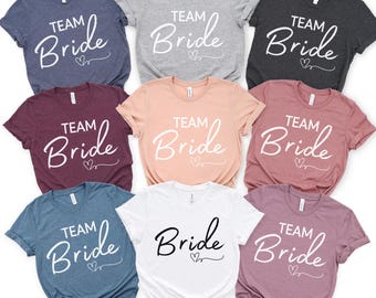 Bride and Team Bride T-Shirts, Matching Bachelorette Party Shirts, Wedding Party Tees, Custom Bridal Shower Tops, Bridesmaid Gift Idea