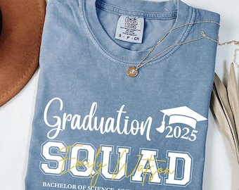 Graduation Squad 2025 Comfort Colors Shirt, Custom Grad Gift, Senior Group Matching T-Shirt, College Graduation Tee, Personalized Grad Shirt