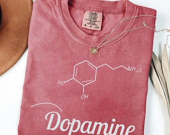 Comfort Colors® Dopamine Molecule Shirt, Science Graphic Tee, Chemistry Nerd Gift, Happy Hormone Shirt, Mental Health Tee, STEM Gift