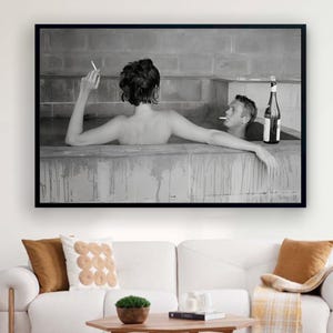Quadro su tela McQueen, quadro su tela Steve McQueen con moglie, poster di Steve McQueen, decorazione per la casa con cornice, pronto da appendere.