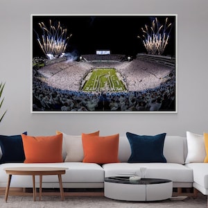 Beaver Stadium Fireworks Canvas Wall Art, Pen State Wall Decor, Stadium Wall art, Extra Large Canvas, Framed Canvas Wall Art, Ready to Hang.