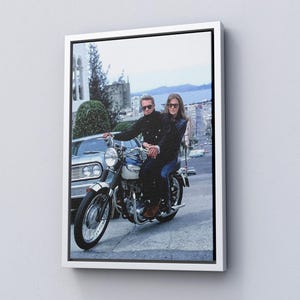 Steve McQueen Motorcycle Canvas Art: Man Cave Wall Decor.