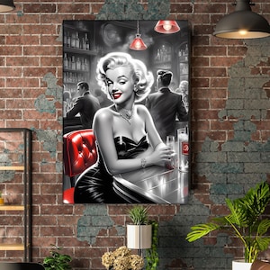 Marilyn Monroe Canvas, Marilyn Monroe Ilustrasyon Wall Art, Monroe Wall Art, Marilyn Monroe Poster, Luxury Wall Art, Ready to Hang.