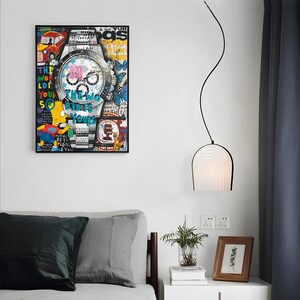 Banksy Style Rolex The Best or Nothing Pop Art Canvas, opera d'arte di Banksy su tela, decorazione da parete di lusso, pronta da appendere.