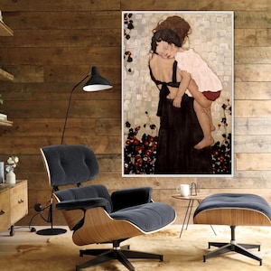 Lienzo de Madre e hijo de Gustav Klimt, impresión en lienzo de Madre e hijo, póster de Gustav Klimt, arte de pared en lienzo, regalo para madre y esposa.