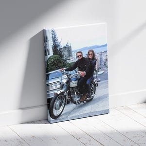 McQueen Canvas Wall Art, Wall Art with Steve McQueen Motor, Steve McQueen Poster Wall Art, Framed Canvas Art, Ready to Hang.
