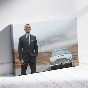 Daniel Craig James Bond Aston Martin DB5 Canvas Art - Framed Fine Art Print