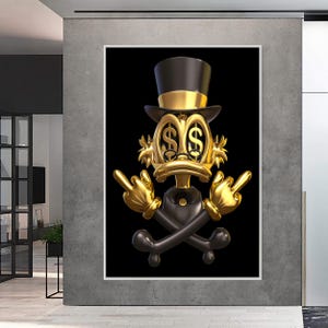Duck Fashion Canvas, Money Wall Art, Duck and Dollar Canvas, Office Decor, Luxury Poster, Duck Money Canvas, Ready to Hang, Canvas Wall Art.