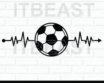 Soccer Heartbeat SVG - Football Pulse Clipart for Cricut, Silhouette (Digital Files Only)