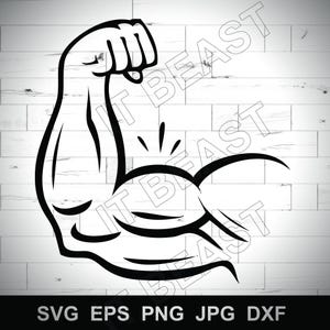Bicep Muscle Muscular Bodybuilding Arm  Svg , Dxf , Jpg , Png , Eps Cut File Download digital Silhouette Cricut File