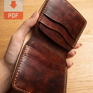 Patrón PDF de billetera de cuero para hombre, billetera plegable para hombre con archivo digital y 7 bolsillos #wallet8