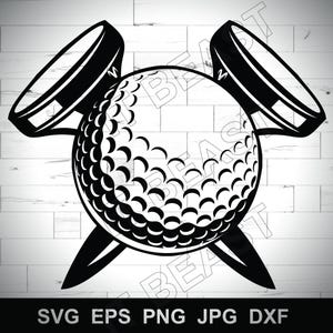 Golf ball with crossed tee tournament golfing sports  Svg , Dxf , Jpg , Png , Eps Cut File Download digital Silhouette Cricut File golf ball