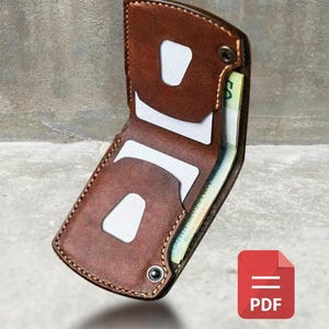 Herren Leder Geldbörse PDF Muster, 3 Taschen bifold Männer Brieftasche Brieftasche Digitale Datei #wallet5 ohne Anleitungsvideo