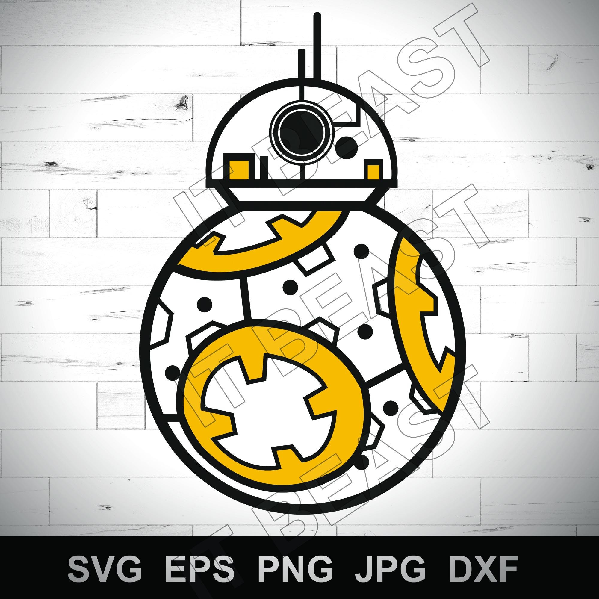 Robot BB8, BB-8 droid svg, gelaagde Svg, Dxf, Jpg, Png, Eps Cut-bestand Download digitale silhouet Cricut-bestand cufile t-shirtontwerp