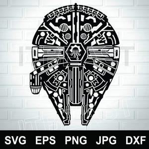 Halcón Milenario svg, nave de Star Wars Svg, Dxf, Jpg, Png, Eps Archivo de corte Descarga digital Archivo Silhouette Cricut
