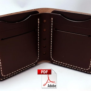 Patrón PDF para cartera de cuero para tarjetas, cartera plegable para hombre, archivo digital sin instrucciones
