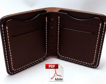 Leather Card Wallet PDF Pattern, bifold men Wallet Digital File without instruction