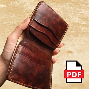 Men Leather Wallet PDF Pattern, bifold men card Wallet Digital File 7 pockets #wallet8 without instruction