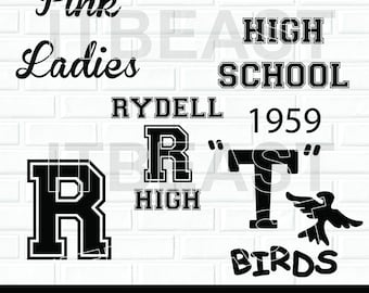 Tbirds svg, Rydell high school svg,pink ladies svg grease movie svg cut file, clipart files cutfile for cricut Svg,png,eps,jpg,dxf file