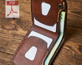 Patrón PDF de billetera de cuero para hombre, billetera plegable con 3 bolsillos para hombre, archivo digital #wallet5
