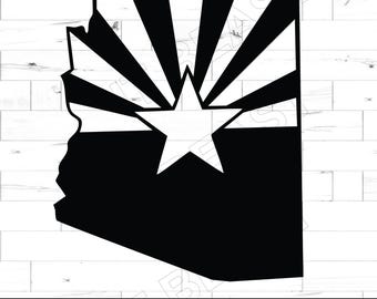 Arizona kaart vlag silhouet sjabloon USA staat Svg, Dxf, Jpg, Png, Eps Cut-bestand Download digitale silhouet Cricut-bestand