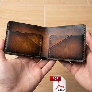 Men Leather Wallet PDF Pattern, bifold men card 5 pockets Wallet Digital File without instruction wallet 14
