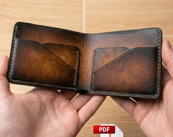 Men Leather Wallet PDF Pattern, bifold men card 5 pockets Wallet Digital File without instruction wallet 14