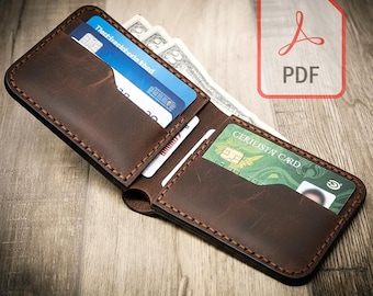 Portafoglio da uomo in pelle, modello PDF, portafoglio da uomo a due ante con 7 scomparti, file digitale.