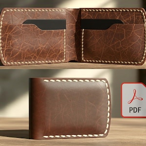 Patrón PDF de billetera de cuero para hombre, billetera plegable con 7 bolsillos para hombre, archivo digital #wallet1