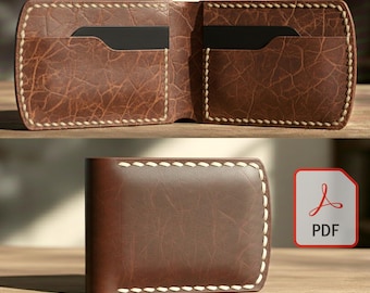 Men Leather Wallet PDF Pattern,7 pockets bifold men card Wallet Digital File #wallet1