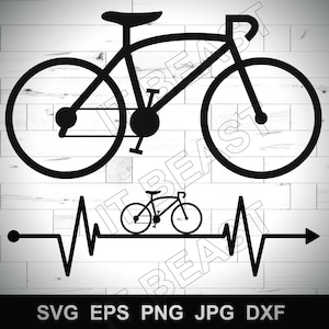 Bicicleta de carreras deportiva SVG, Ciclo, Bicicleta Svg, Dxf, Jpg, Png, Eps Archivo de corte Descargar archivo digital Cricut Bicicleta deportiva ECG latido del corazón bicicleta