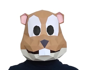 Modèle de masque de castor à l'aide de Papercraft | Construisez un masque de castor avec ce modèle PDF en utilisant uniquement du papier et de la colle - Excellent projet d'artisanat de l'après-midi !