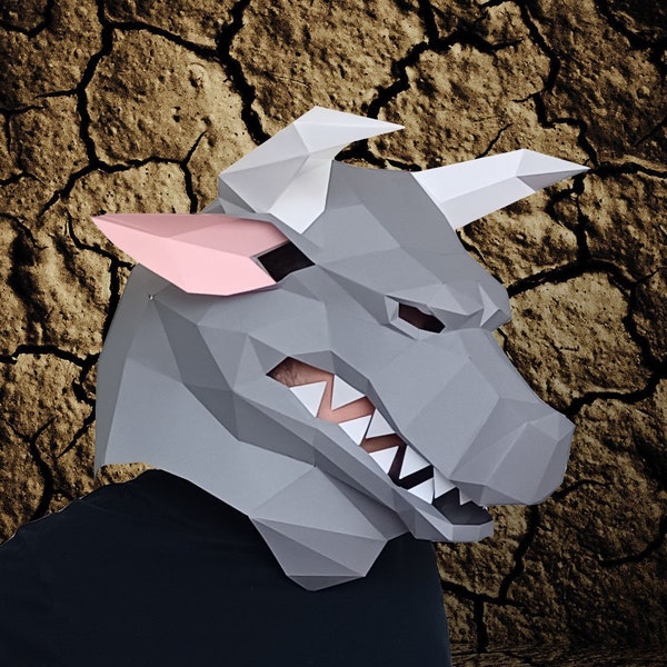 Minotaur Mask Papercraft Pattern | Bull Mask Papercraft Minotaur Paper Mask DIY Mask Paper Craft