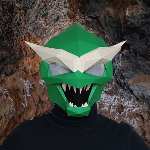 Goblin Mask Papercraft Pattern : DIY Mask Paper Craft Mask Gremlin Orc Monster Mask