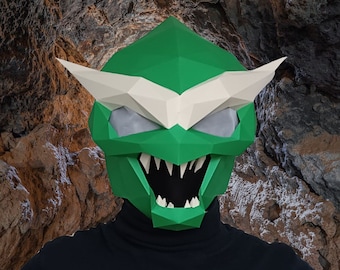 Goblin Masker Papercraft Patroon: DIY Masker Papier Craft Masker Gremlin Orc Monster Masker