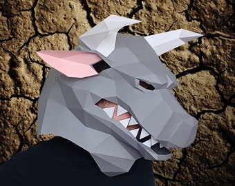 Minotaurus Maske Papercraft Pattern: Stierkopf Halloween Kostüm (DIY PDF Download)