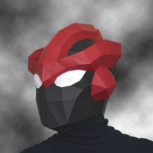 Robot Mask - Galactic Ninja Mk3 Low Poly Mask Pattern - Papercraft Template Uses Just Paper and Glue | Halloween Mask