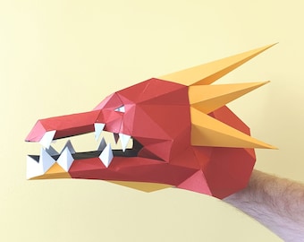 Dragon Puppet - Baue eine Handpuppe mit nur Papier und Kleber! Monster Puppe | Papierpuppe | Pappmache | Verliese und Drachen