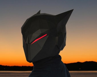 Motif de masque low poly du Galactic Ninja Mk1 - Le modèle Papercraft utilise uniquement du papier et de la colle | Masque d&#39;Halloween Masque Robot
