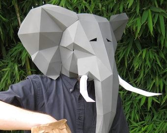 Elephant Mask - Build Yours with just Paper and Glue! | Animal Mask | Printable Mask | Papercraft Pattern