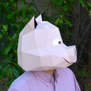 Patrón de Papercraft de máscara de cerdo de Toon / máscara de dibujos animados / máscara imprimible / máscara de Halloween / máscara de papel / máscara de animal / cerdito de dibujos animados