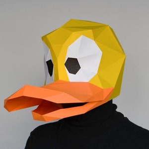 Rubber Duck Mask Papercraft Pattern | Cartoon Mask | Printable Mask | Halloween Mask | Paper Mask | Toon Duck | Rubber Ducky