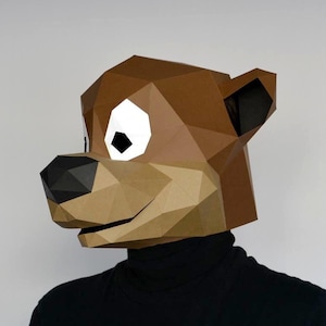 Toon Bear Mask Papercraft Pattern | Cartoon Mask | Printable Mask | Halloween Mask | Paper Mask | Animal Mask | Cartoon Bear