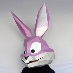 Bunny Mask Papercraft Pattern | Rabbit Mask | Cartoon Mask | Printable Mask | Halloween Mask | Paper Mask | Animal Mask | Toon Bunny