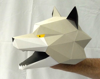 Hand Puppet Pattern: Build Your Own Wolf Puppet! Paper Puppet Papercraft Red Riding Hood Three Little Pigs