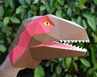 Velociraptor Puppet Paper Pattern | Dinosaur Puppet | Kids Craft Project | Dinosaur Party | Raptor Squad | Hand Puppet