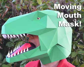 Dinosaur Mask - Talking T-Rex Mask Pattern | Build a Dinosaur with Moving Mouth! | Paper Mask | DIY Mask | Halloween Mask | Dinosaur Costume