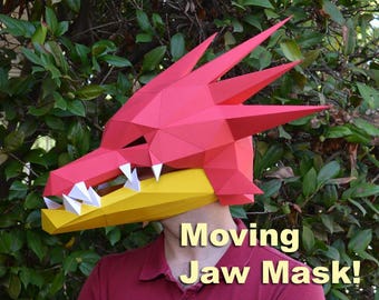 Dragon Mask with Moving Jaw pattern - papercraft 3d | Paper Mask | Halloween Mask | Dragon Costume | Fire Dragon