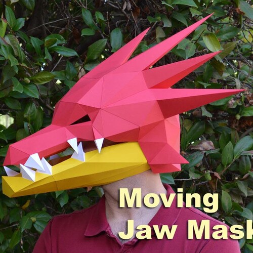 Dragon Mask With Moving Jaw Pattern Papercraft 3d Paper - Etsy